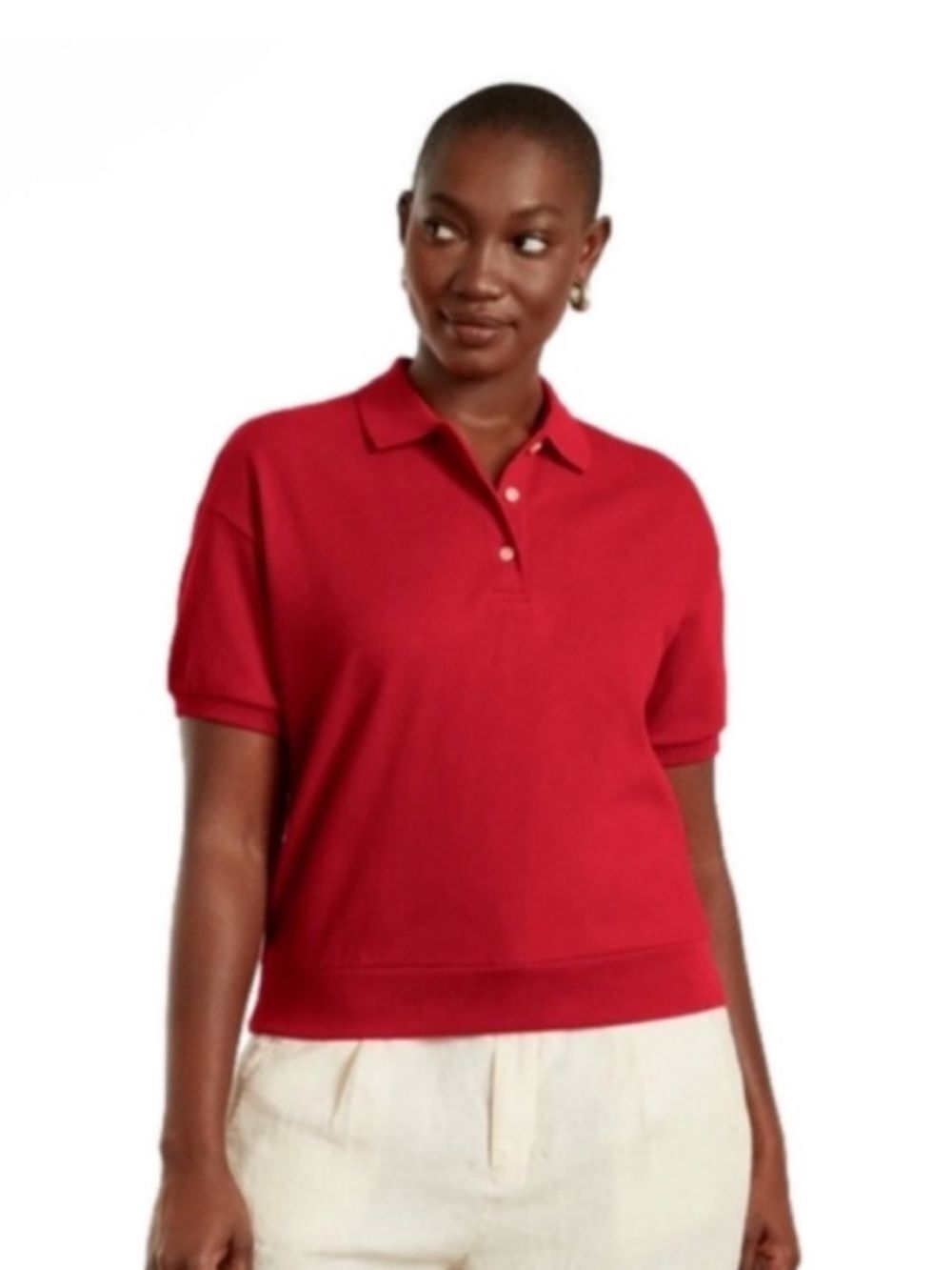 NWT Everlane Red Short Sleeve Polo Organic Cotton Collared Top Casual Basic XS